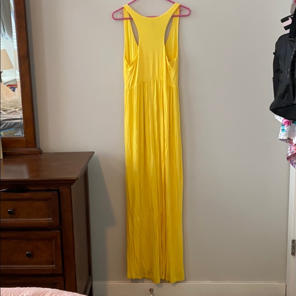 NYMPHE Yellow Stretchy Racerback Maxi Dress Size Large - Picture 6 of 8